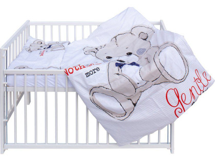 Dětská postýlka Tiko bílá s kompletní béžovou výbavou 120 x 60 cm Scarlett