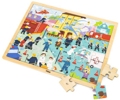 Dřevěné puzzle 48 dílků Viga - hasiči