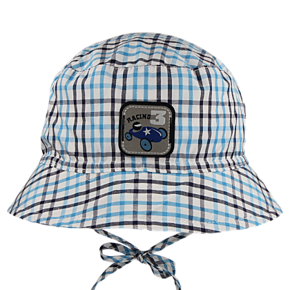 Chlapecký letní vázací klobouk káro s nášivkou RDX 