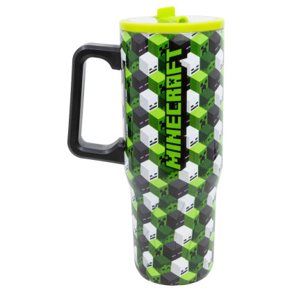 Termohrnek s brčkem a uchem 920 ml Minecraft Iconicmono