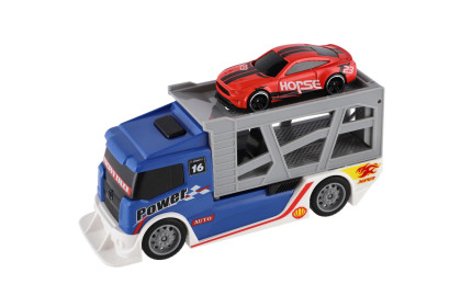 Auto kamion přepravník + plastové auto 15 cm na volný chod