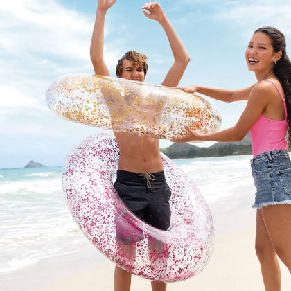 Kruh plovací flitrový růžová