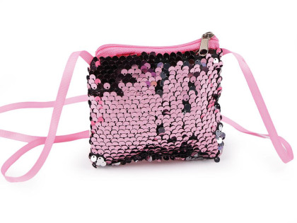 Dívčí kabelka / pouzdro na krk s flitry 11x10 cm