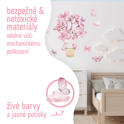 Nástěnné samolepky do dětského pokoje, Pink Butterflies Sipo