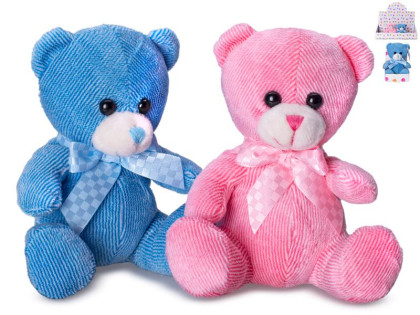 Medvídek plyšový 12 cm sedící s mašlí 0 m+