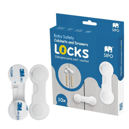 Bezpečnostní zámky na skříňky a zásuvky sada 10 ks Sipo