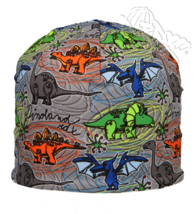 Chlapecká funkční čepice Dino modro-zeleno-oranžová