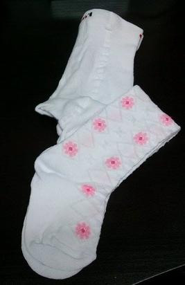 Dětské punčocháče Design Socks vel. 1 (12 - 24 měs) BÍLÉ S KYTIČKAMI