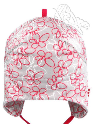 Funkční letní čepička zavazovací šedá růžové květy Coolmax RDX