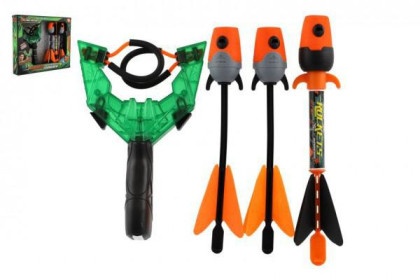 Prak + šipky 3ks pískající plast 12x21 cm