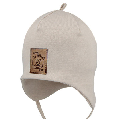 Chlapecká kojenecká čepice vázací Méďa béžová RDX