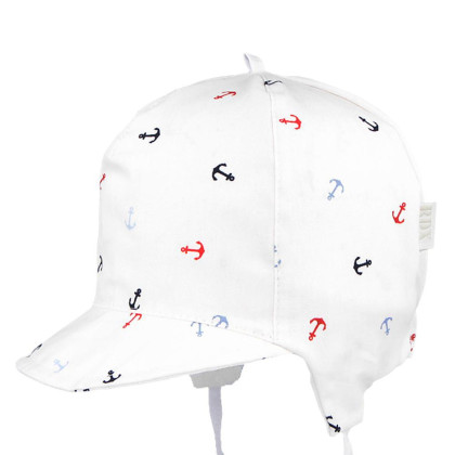 Chlapecká kšiltovka zavazovací Kotvičky bílá