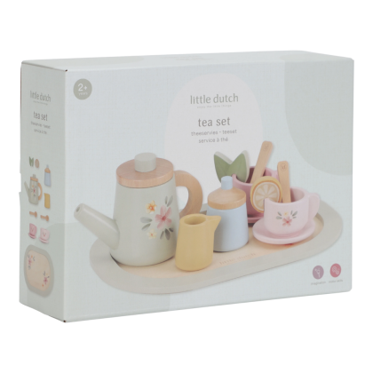 Čajový set dřevěný s květinovým potiskem Little Dutch