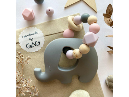 Kousátko do ručky silikonové Hryzátko slon