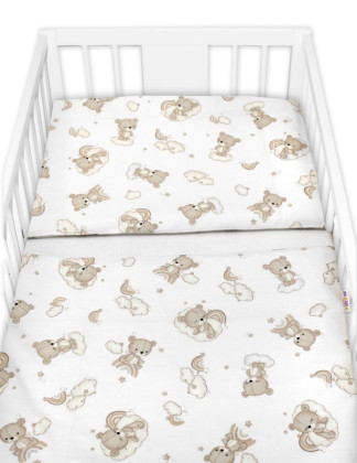 Sada do postýlky Mantinel s povlečením, 3D sada - Malý Medvídek, bílá/béžová Baby Nellys