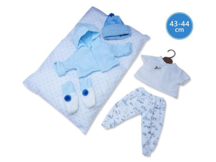 Obleček pro panenku miminko New Born velikosti 43-44 cm Llorens 5dílný modrý
