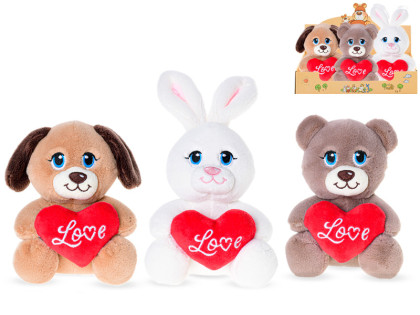 Zvířátko plyšové 15 cm sedící se srdíčkem 0 m+
