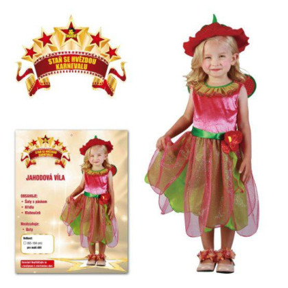 Šaty na karneval - Jahodová víla, (92 - 104 cm)