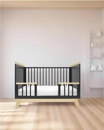 Dětská postýlka se zábranou Marcus 120 x 60 cm grafit/přírodní New Baby