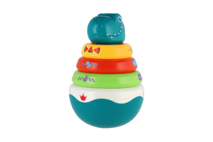 Roly Poly dinosaurus skládanka pyramida s kroužky se zvukem 16 cm