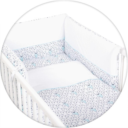 Povlečení do postýlky 3 dílné žerzej 100 x 135 cm Tyrkysová panda