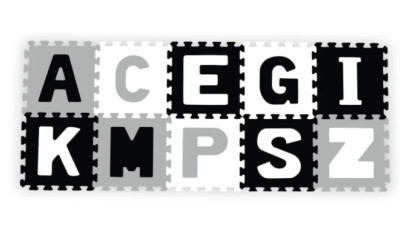 Pěnové puzzle, podložka Písmena, 10 ks, šedá/černá/bílá, BabyOno