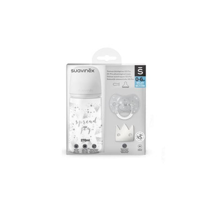 SADA láhev 270ml + dudlík fyziologický 0-6m + klip JOY Suavinex