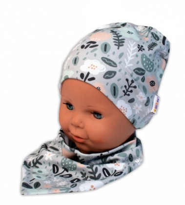 Dvouvrstvá čepice + šátek Palouček, mátová Baby Nellys 