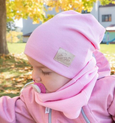 Žebrovaná čepice spadená Color Růžová Esito