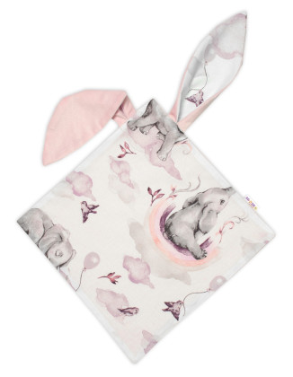 6-ti dílná sada s dárkem pro miminko 120 x 90 Slon a duha růžová/bílá Baby Nellys