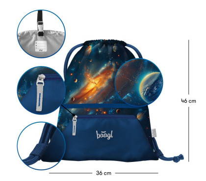 Set 3 Airy Vesmír: batoh, penál, sáček Baagl