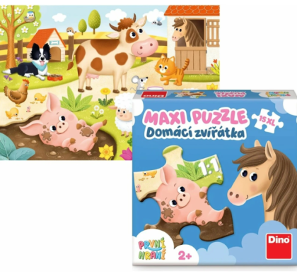 První hraní Domácí zvířátka maxi puzzle 15 dílků Dino