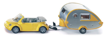 Osobní automobil s obytným přívěsem Siku Blister