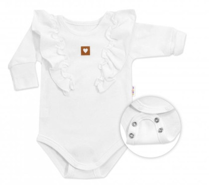 Rostoucí body Nature s dlouhým rukávem a volánky bílé Baby Nellys