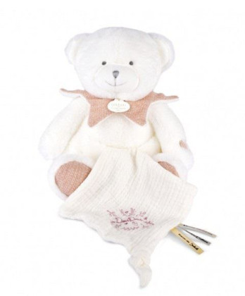 Dárková sada Plyšový medvídek s dečkou 30 cm růžový Doudou