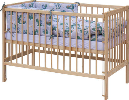 Postýlka přírodní borovice 120 x 60 cm s kompletní výbavou Dino