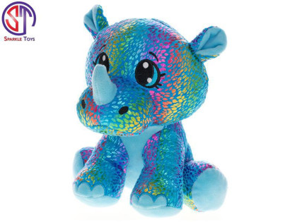 Nosorožec Star Sparkle plyšový modrý 16 cm sedící
