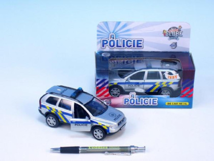 Policejní auto Volvo se zvukem a světlem , na zpětné natažení 14 cm