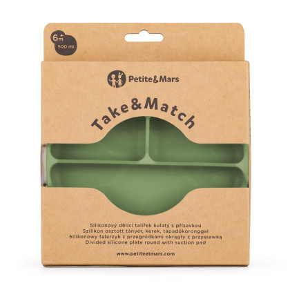 Talířek silikonový dělící kulatý Take&Match 6 m+ Petite & Mars