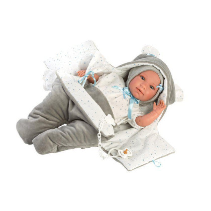 Obleček pro panenku miminko New Born velikosti 40-42 cm Llorens 2dílný šedý