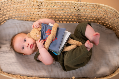 Medvídek plyšový s knížkou Snuggle Bear Taf Toys