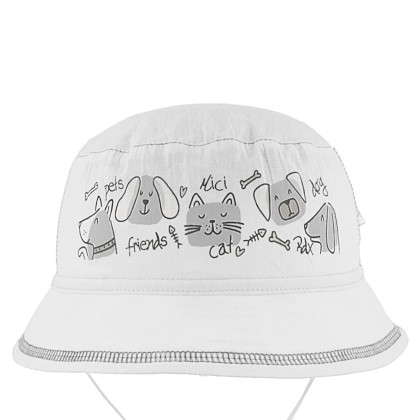Vázací klobouk bílý pejsek a kočička RDX