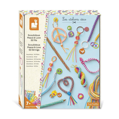 Kreativní sada Tvoříme s bužírkami Scoubidou Mír a láska Janod