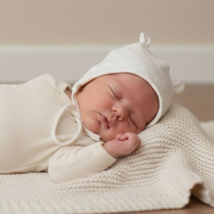 Kojenecká čepice zavazovací s oušky Obdélník bílá Babyservice