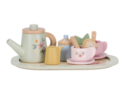 Čajový set dřevěný s květinovým potiskem Little Dutch