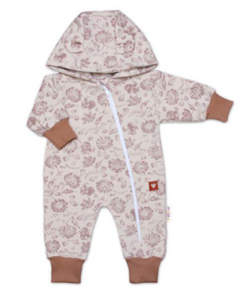 Rostoucí overálek, čepička a botičky, 3D, Garden - béžová Baby Nellys