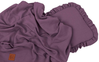 Mušelínová letní sada polštářku s přikrývkou Fialová Infantilo