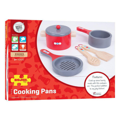 Dřevěný set nádobí s puntíky Bigjigs Toys