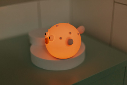 LED silikonová noční lampička dotyková Rgb Puffer Fish, modrá Mary's