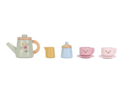 Čajový set dřevěný s květinovým potiskem Little Dutch